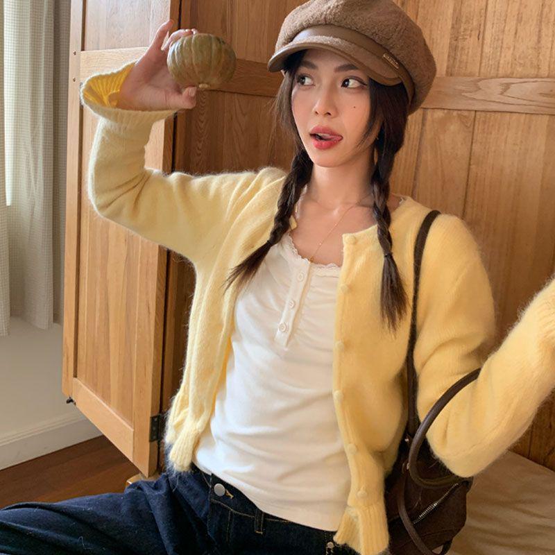 Autumn/Winter Slimming Spicy Girl Long-Sleeve Cropped T-Shirt for Women - Versatile Flattering Base Layer Top