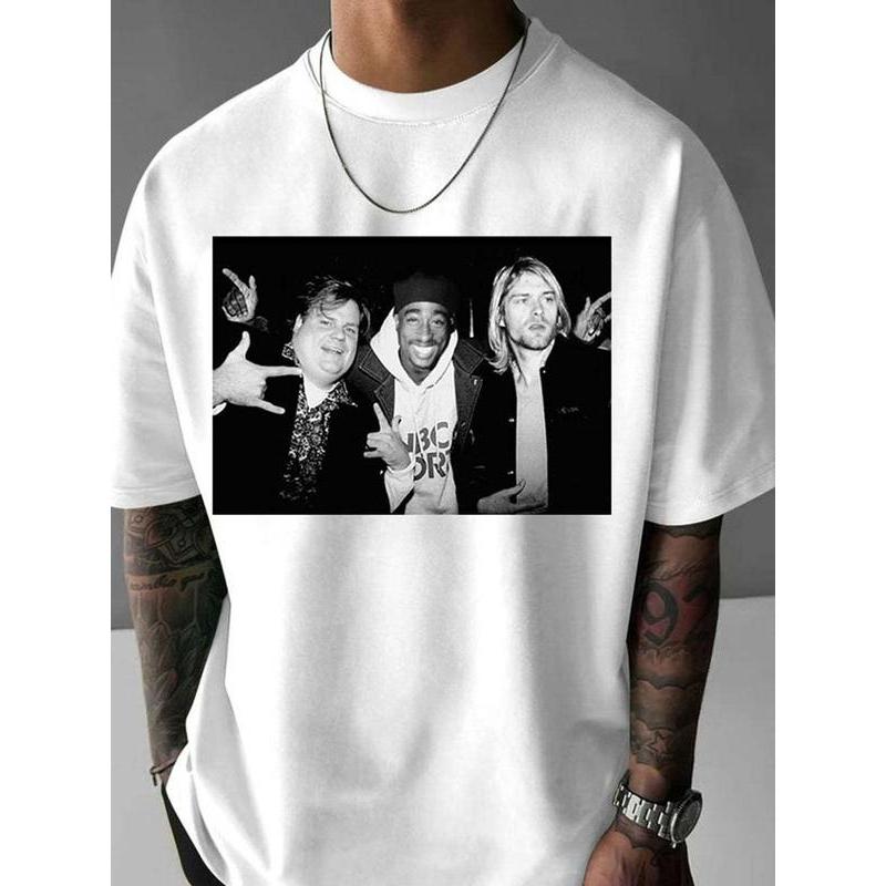 Legend Chris Farley 2Pac Shakur and Kurt Cobain T-Shirt For Unisex XXL
