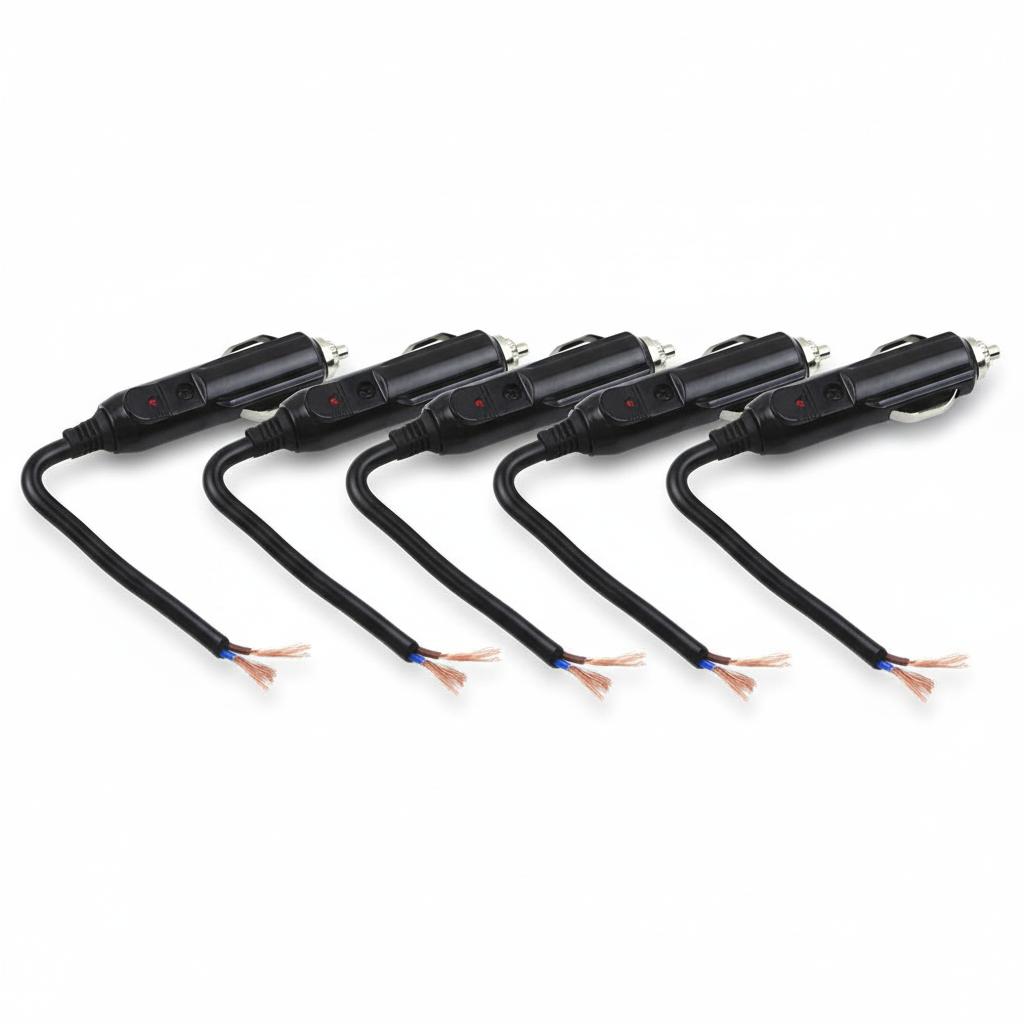 12V To 24V Car Cigarette Lighter Plug Male Head With Indicator Light Vehicle Electrical Cigarette Lighter Plug Charger Adapter