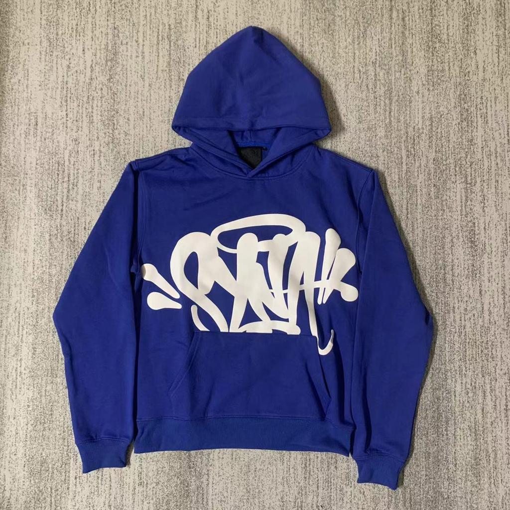 SYNAWORLD Wind Hip Hop Letter Print Fleece-Lined Hooded Sweatshirt - Casual Trendy Sportswear