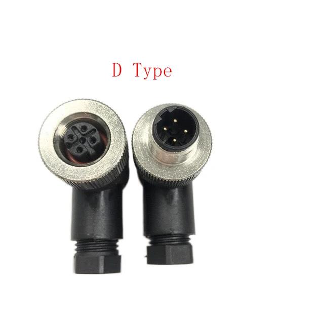 Waterproof IP67 A B D Type LED Sensor Weldless M12 3 4 5 8 12 Pin Aviation Connector Straight/Curved Male Female Plug Screw Lock