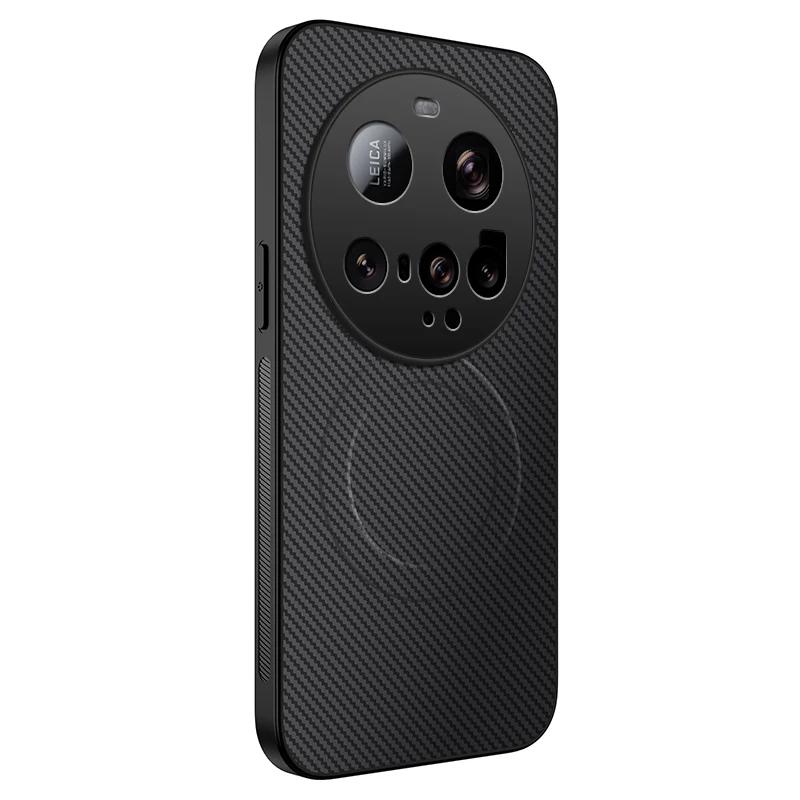 

Для Magsafe Magnetic Case для Xiaomi Mi 15 Ultra 15pro Carbon Fiber PU Leather Wireless Charge Противоударный бампер для Mi 15ultra For Mi 15 чёрный