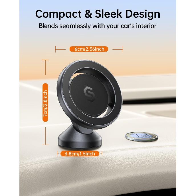 SYNCWIRE MagSafe Car Mount, Magnetic Phone Holder, Space Gray, 1 Pack