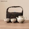 Portable Ceramic Tea Set Household One Pot Two Cups Storage Bag Set Outdoor Travel Teaware Custom Tea Pot and Cup Set