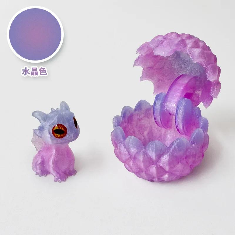 3D Printed Dragon Egg with Dragon Anti-stress Mini Model Movable Rotatable Desktop Ornament Kid Toy Companionship Gift
