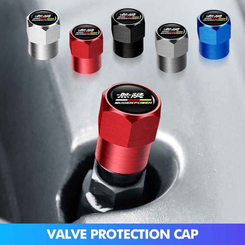 4PCS Car Tire Stem Valve Cap Airdust Waterproof Wheel Tire Valve Rim Stem Cover For Honda Mugen Vezel Accord Fit City Legend CRV Valve Stems 1