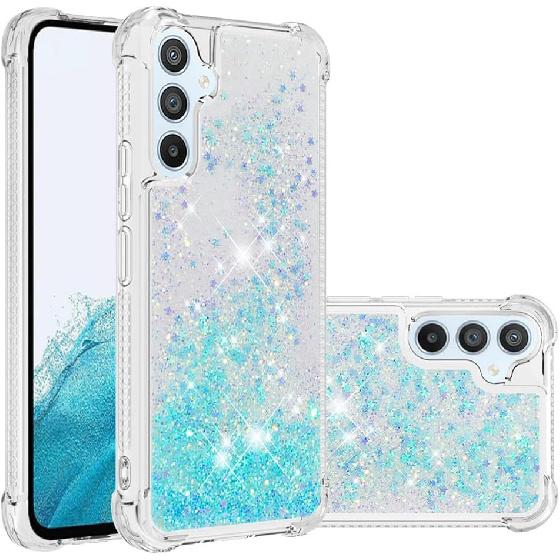 Compatible with Samsung Galaxy A54 5G Case Glitter Cute Clear Phone Case Floating Quicksand Shockproof Protective Bumper Soft TPU Case for Samsung