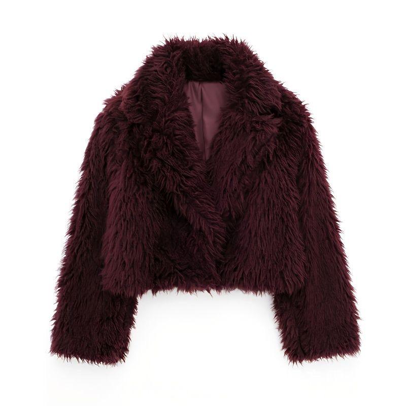2025 Autumn/Winter European & American Style Women's Slim Fur Fleece Long Coat