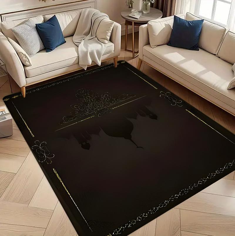 Luxury Gold Carpet Mat Rug Home Decoration Living Room Bedroom Floor Decor Black Arabian Style Non Slip Rugs Bedroom Decor