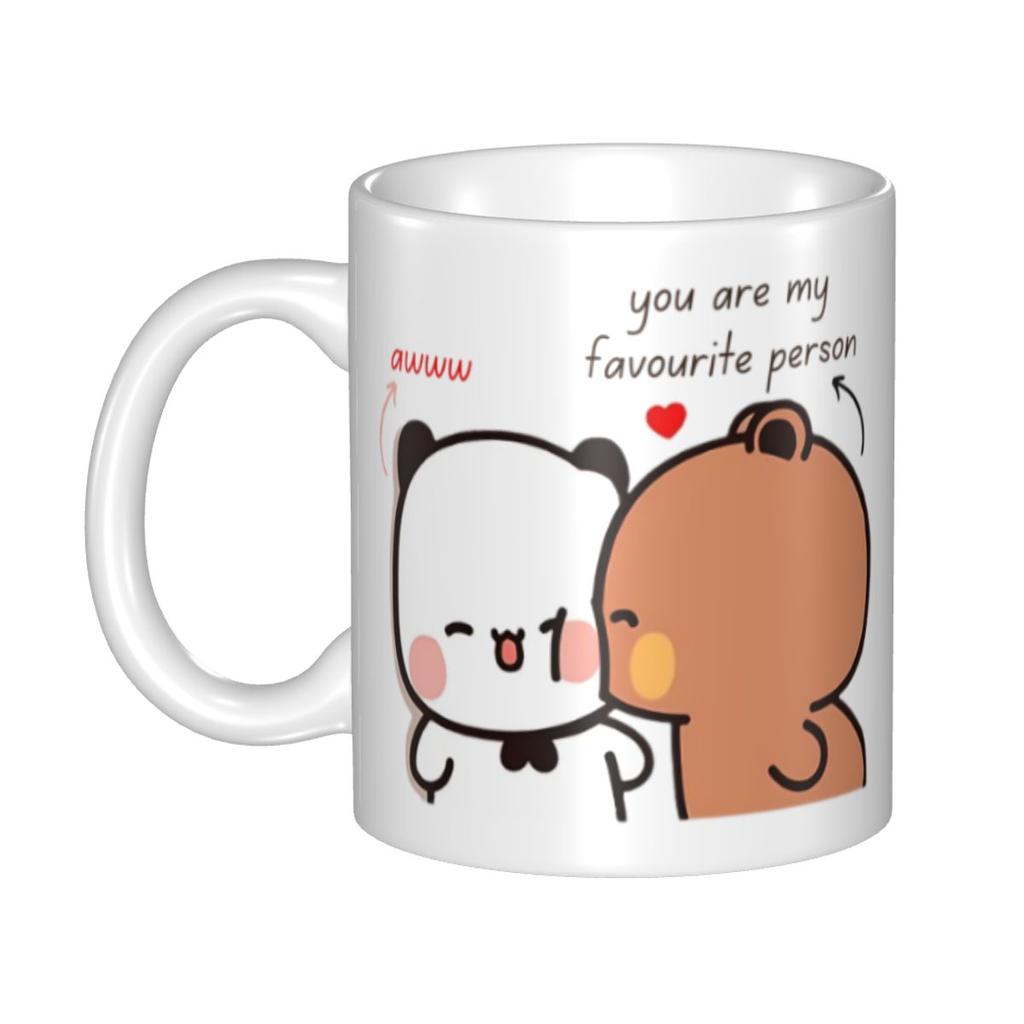 Panda And Brownie Coffee Mug DIY Personalized True Love BuBu DuDu Couple Ceramic Tea Milk Mug Cup