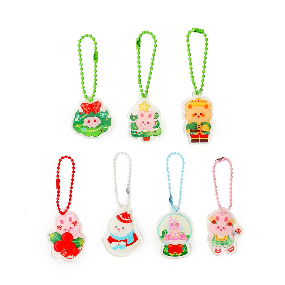 Christmas Tree Decoration Cartoon Acrylic Bag Pendant Girl Keychain Pendant Earphone Cover Backpack Ornaments Kid Christmas Gift