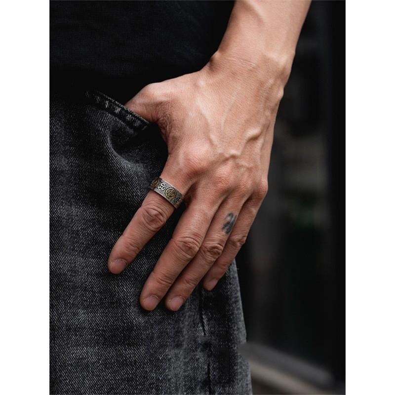 Adjustable Vintage Copper Coin Ring Men Women Retro Open Finger With Ancient Chinese Five Emperors Coins Design