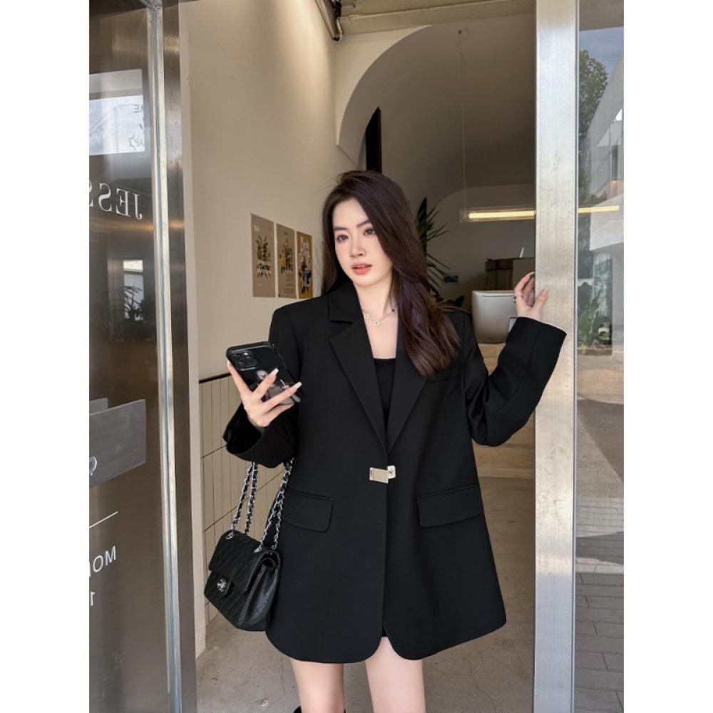 Women's Turn Down Collar Long Sleeve Loose Fit Blazer Oversized Casual Blazer Jacket