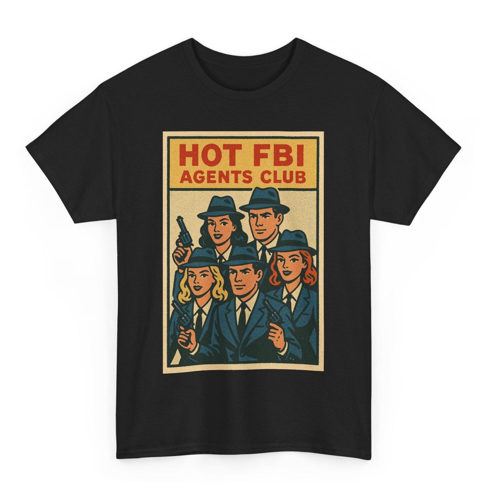 Hot FBI Agents Club T-Shirt: Retro Comic Style Unisex Tee XL
