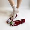 Fashion Flat Sandal Shoe Summer Heels 2025 Women's Without Girls Plastic Rhinestone New Outside Flower Scandals Floral Rhinestone Sandal