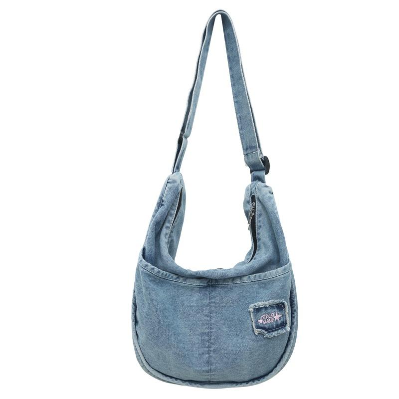 

Джинсовая сумка через плечо большой емкости, женская холщовая сумка через плечо светло-синий