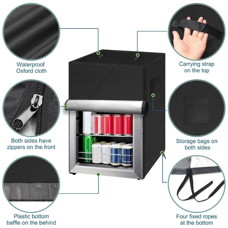 Outdoor Use Upright Freezer Cover Water Resistant Oxford Fabric Protectors Fits 56x58x86cm Compacts Refrigerators Dustproof