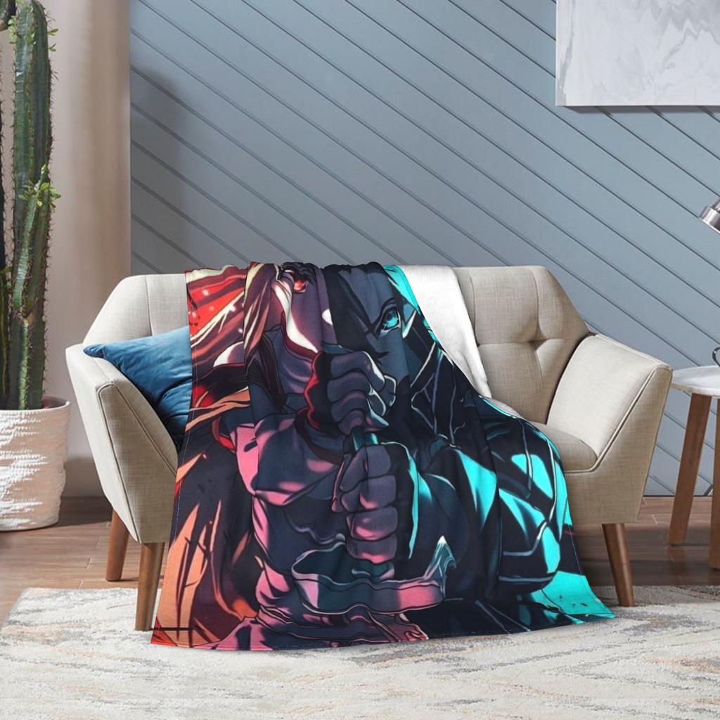 Super Soft Sword Art Online Kirito Asuna Throw Blanket Fleece Flannel Lightweight Blanket Cozy Fluffy Blankets All Season Use