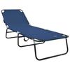 Folding Sun Lounger Blue 188 X 57 X 86.5 Cm Polyester
