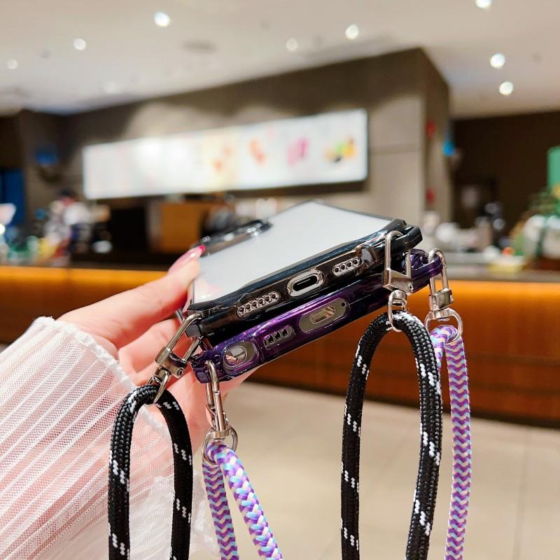 Four Corners Strap Case For Samsung Galaxy S23 Ultra S23 Plus S23Ultra S23Plus S24 Crossbody Cord Lanyard Shockproof Clear Cover