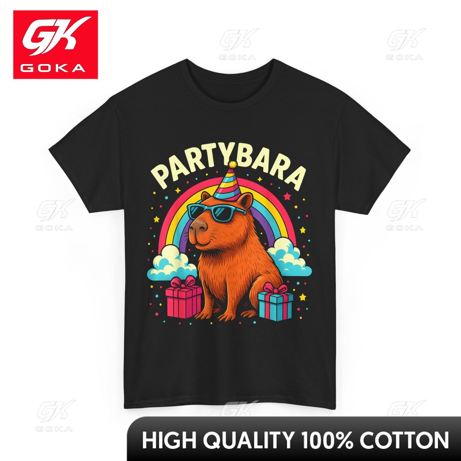 

Birthday Capybara Tee for Kids Fun Partybara Capybara Party Nerdy Breathable Athletic Tee Shirts Street Sunny Handdrawn Shirt S