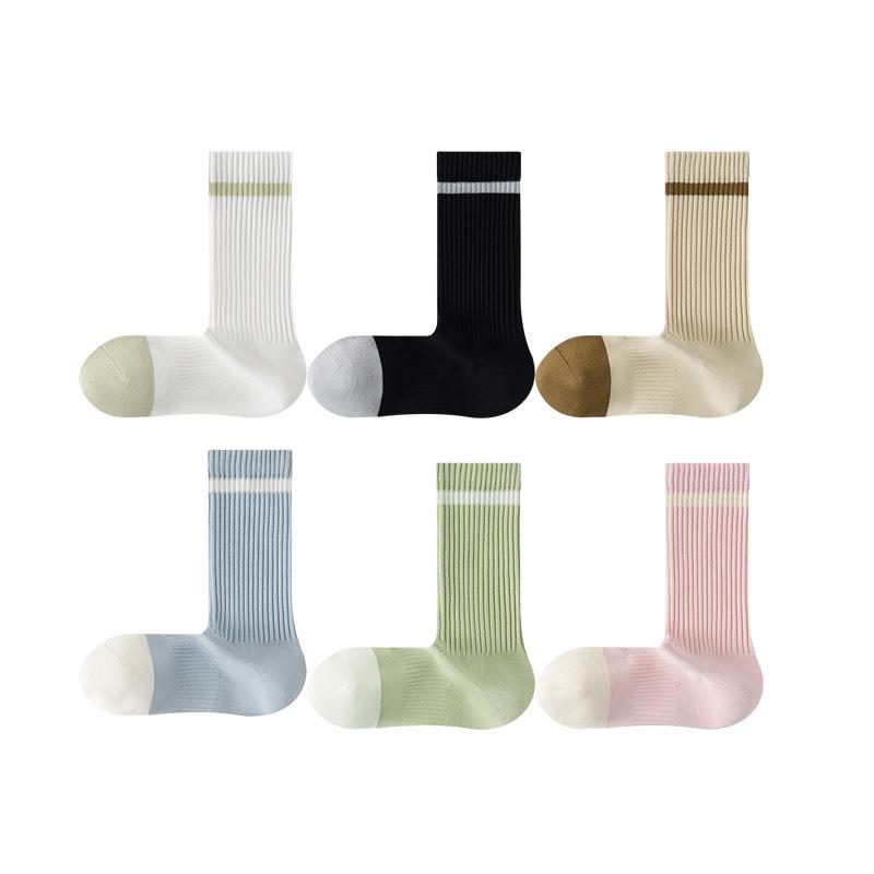 Women's Spring & Autumn Cotton Socks - Breathable, Sweat-Absorbent, Anti-Odor for Sports, Running, and Fitness