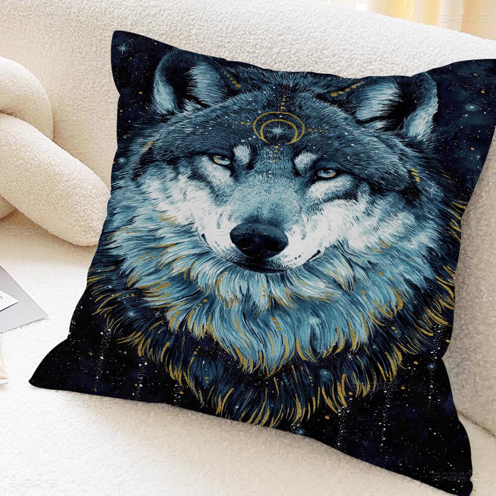 Animal Wolf Wallart Cushion Cover Inches Farmhouse Decor Home Throw Pillow Covers For Couch Decorations