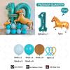 37Pcs Large Racing Horse Themed Balloon Set with 32inch 1-9 Green Number Balloon for Kids Birthday Western Cowboy Party Supplies