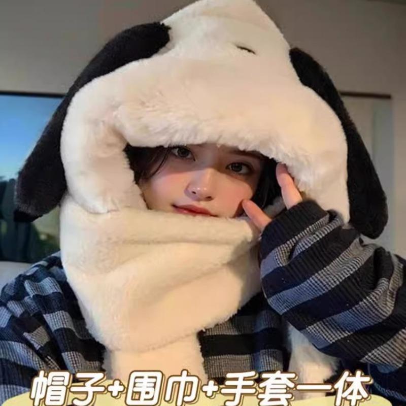 Neuer Pacha Welpenhut Herbst und Winter Mädchen süßer Plüschhut Ohrenschützer verdickte warme Strickmütze