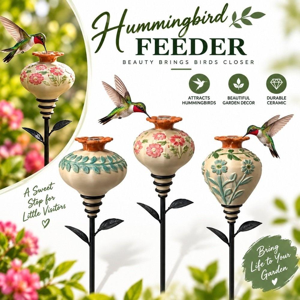 Easy Fill Garden Hummingbird Feeder Ground Stake Garden Bird Feeder  Patio Flower Bed