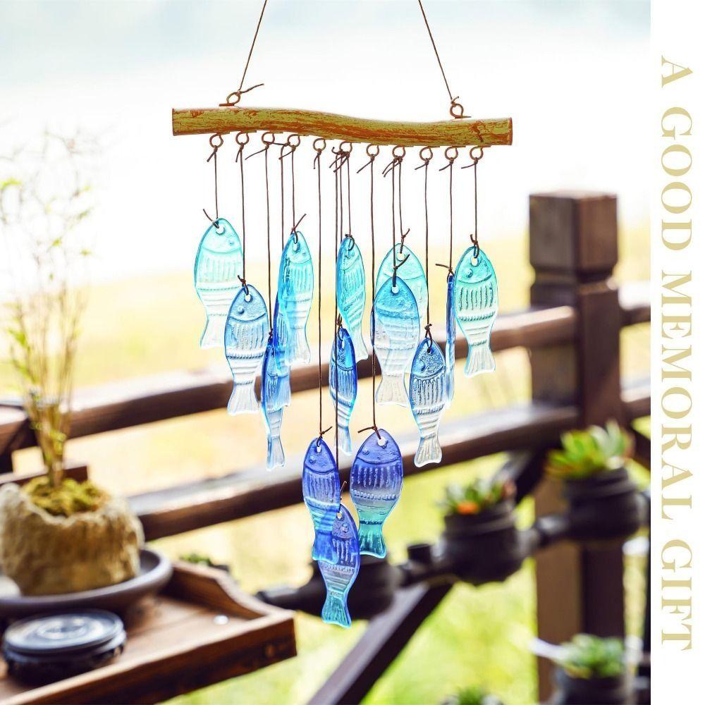 

Hanging Fish Shaped Wind Chime Novelty Light Collection Pendant Crafts Sun Catcher Balcony Style 1