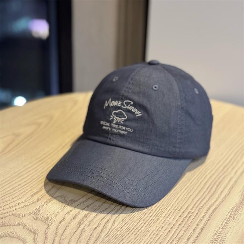 

New Korean-style cloud and lightning embroidery baseball cap, unisex, curved brim, sun hat, large head circumference, niche trendy Adult54-60Adjustable чёрный