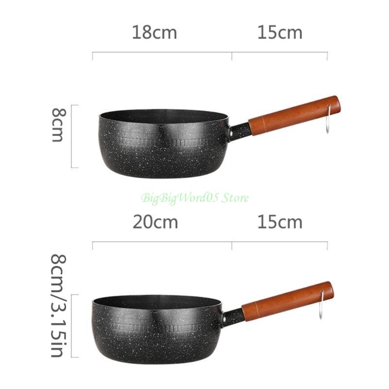 24TE Pan Fryer Pot Household Wooden Handle Snow Pans 2 Sizes To Choose