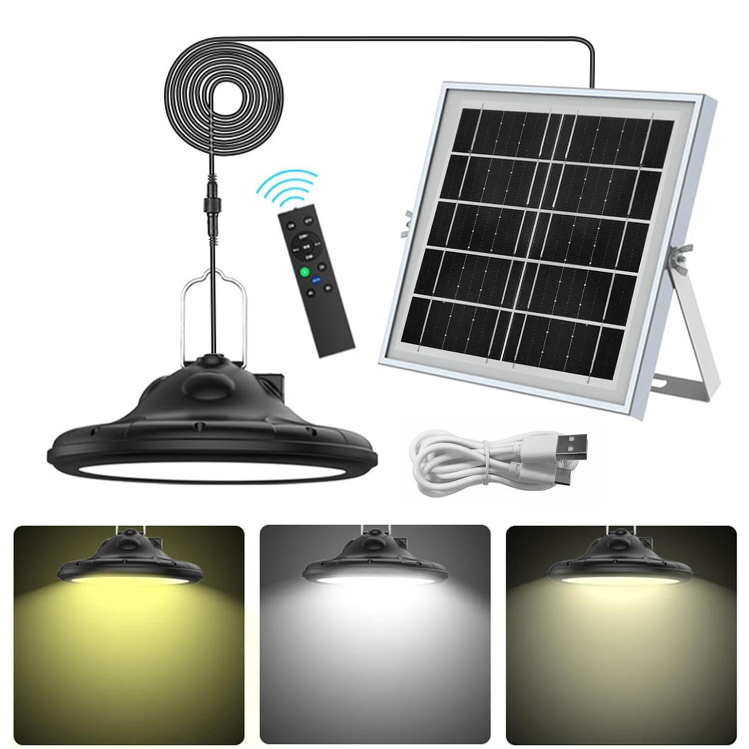 

Hanging Solar Light Waterproof Garage Garden Patio LED Lamp with Remote Control A
