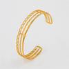 Stainless Steel Wheat Shaped Bracelet Geometric Hollow Open Bangle for Women Anniversary Gift Couples Adjustable Jewelry