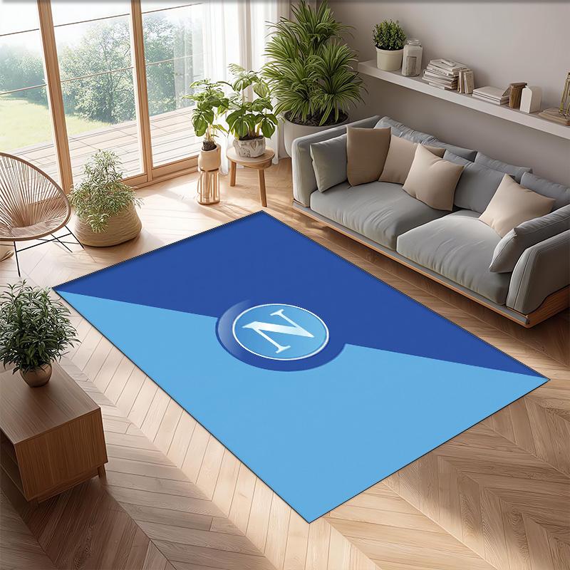 Tappeto Morbido Antiscivolo per Interni con Motivo Calcio Napoli FC Tappetino Decorativo Sportivo per Camera da Letto
