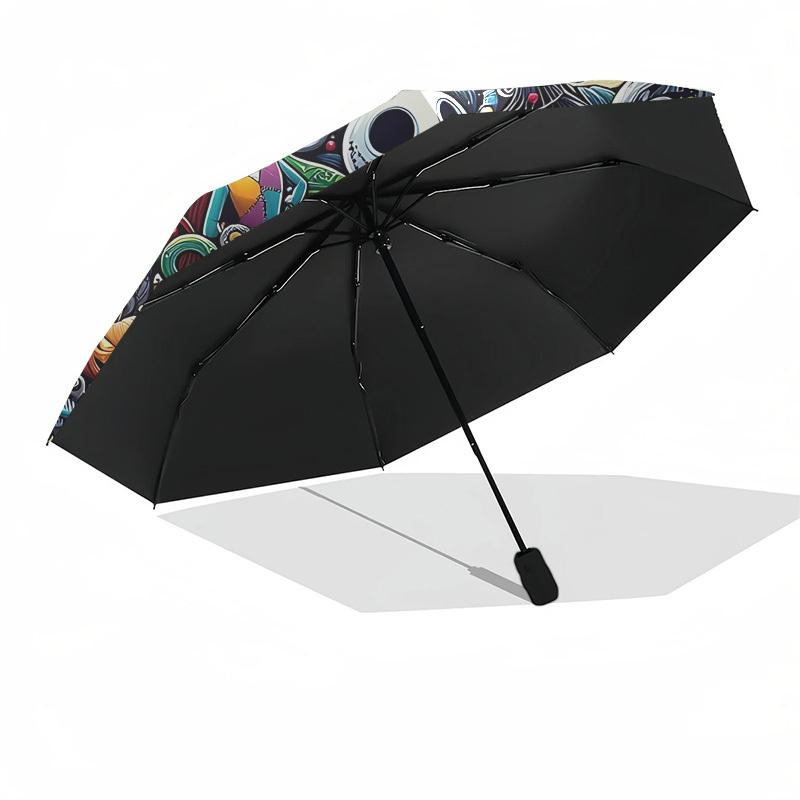 Albtraum vor Weihnachten Motiv Automatisches Öffnungs- und Schließschirm, Helle Farben 8-Speichen Tragbarer Regenschirm, Geeignet für Männer und Frauen, Ein Perf