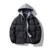 Men's Trendy Winter Cotton Jacket: Loose Fit, Hooded, Fake Two-Piece Design, Thickened for Warmth
