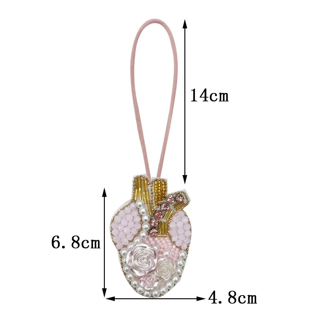 Handmade Rabbit Flower Heart Beaded Patch Key Chain Bag Charming Pendant Hang Lanyard Decoration Diy Clothing Applique Patches