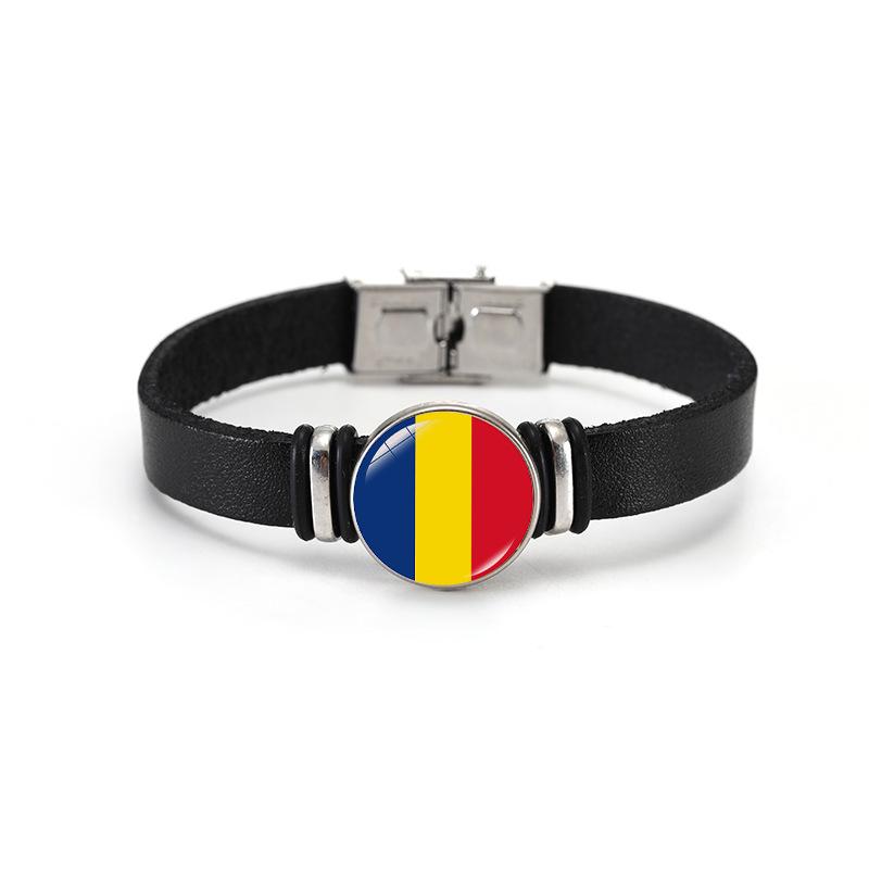 Weltcup-Länderflaggen Lederarmband Armreif - Europameisterschaftsflaggen Design Schmuck