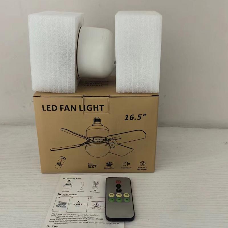 Ceiling Fan With Lights Mute Outdoor LED Enclosed Fan Remote Control 3 Wind Speeds Air Cooler Quiet 2 In 1 Enclosed Fan