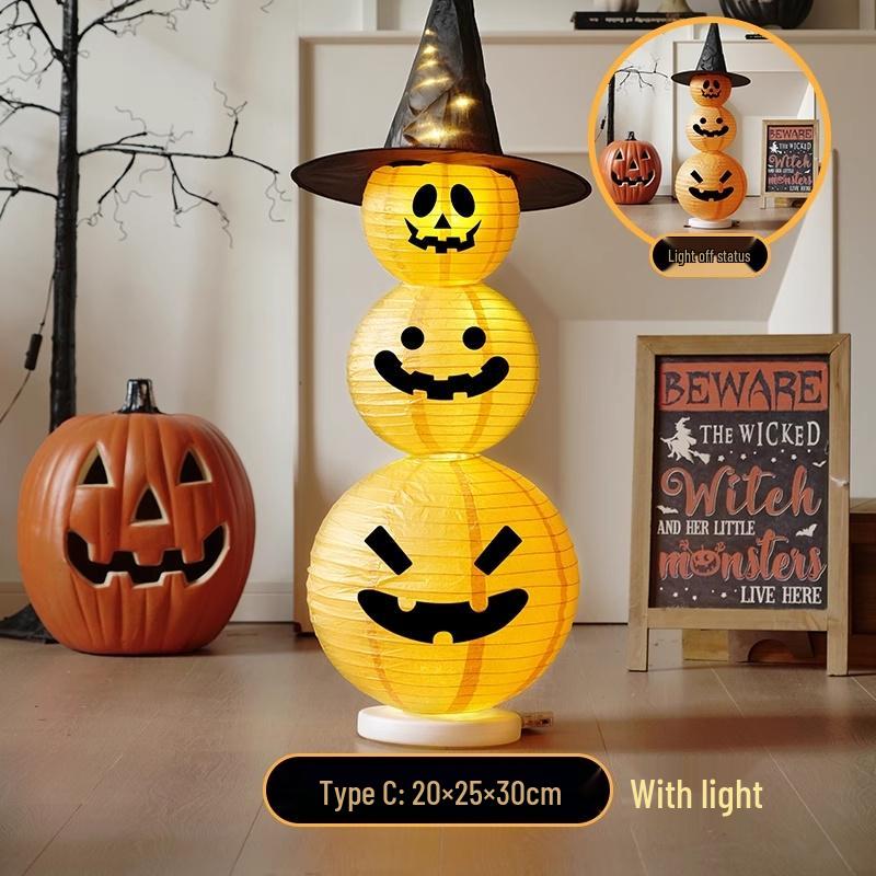Glowing Pumpkin Lantern Halloween Decor for Doors, Shops, and Bars