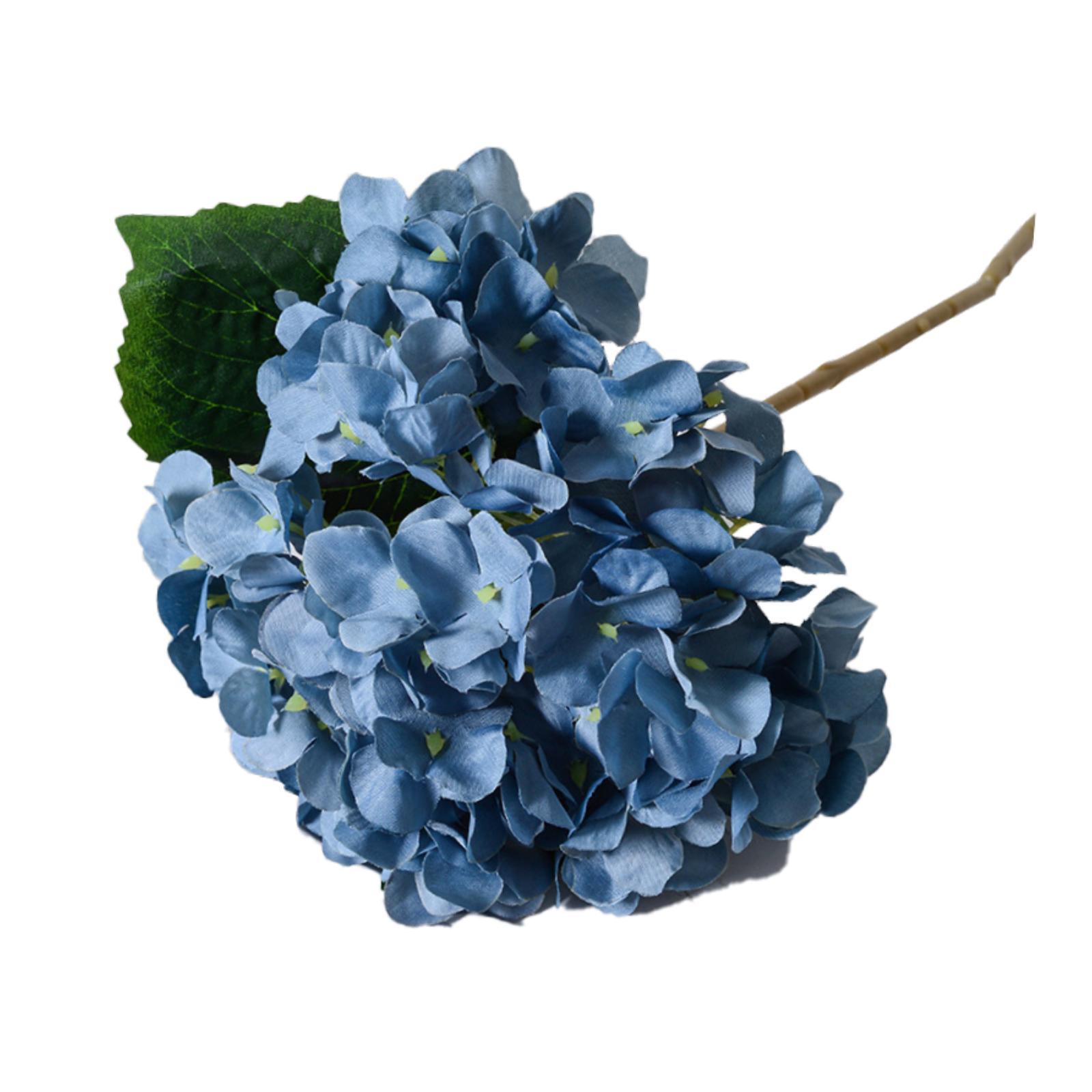45cm Artificial Hydrangeas Flower Multipurpose Lifelike with Green Leaves Flower Arrangements for Wedding Centerpiece Handmade синий