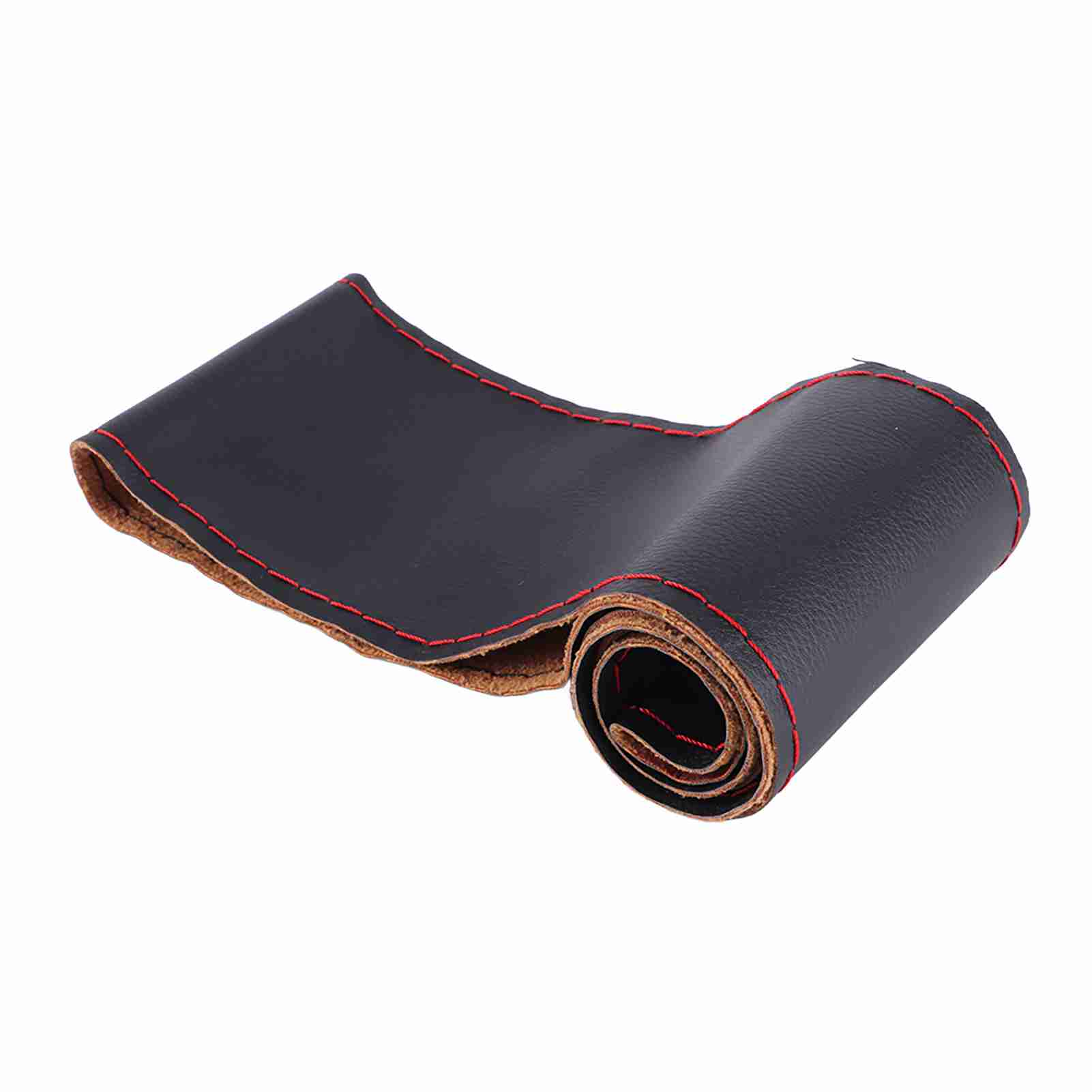 

Чехол на руль из слоновой кожи, зернистая кожа, своими руками, шитье иглами, нитками, салон автомобиля чёрный/красный