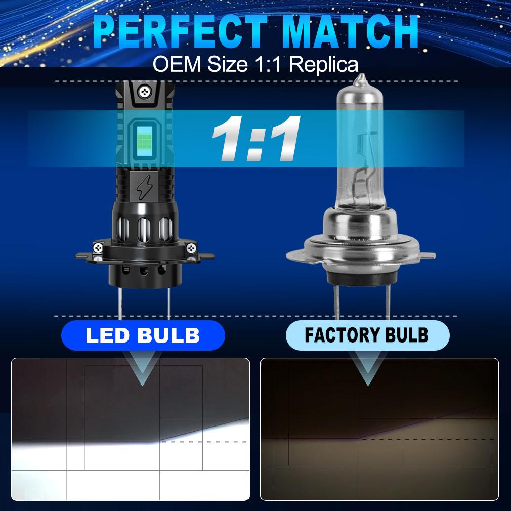 2Pcs 20000LM H4 H7 LED Headlight Bulbs Canbus H11 H8 9005 HB3 9006 HB4 18Core CSP LED Fanless Headlamp Fog Lights Auto Lamp Plug&Play 6500K White 12V