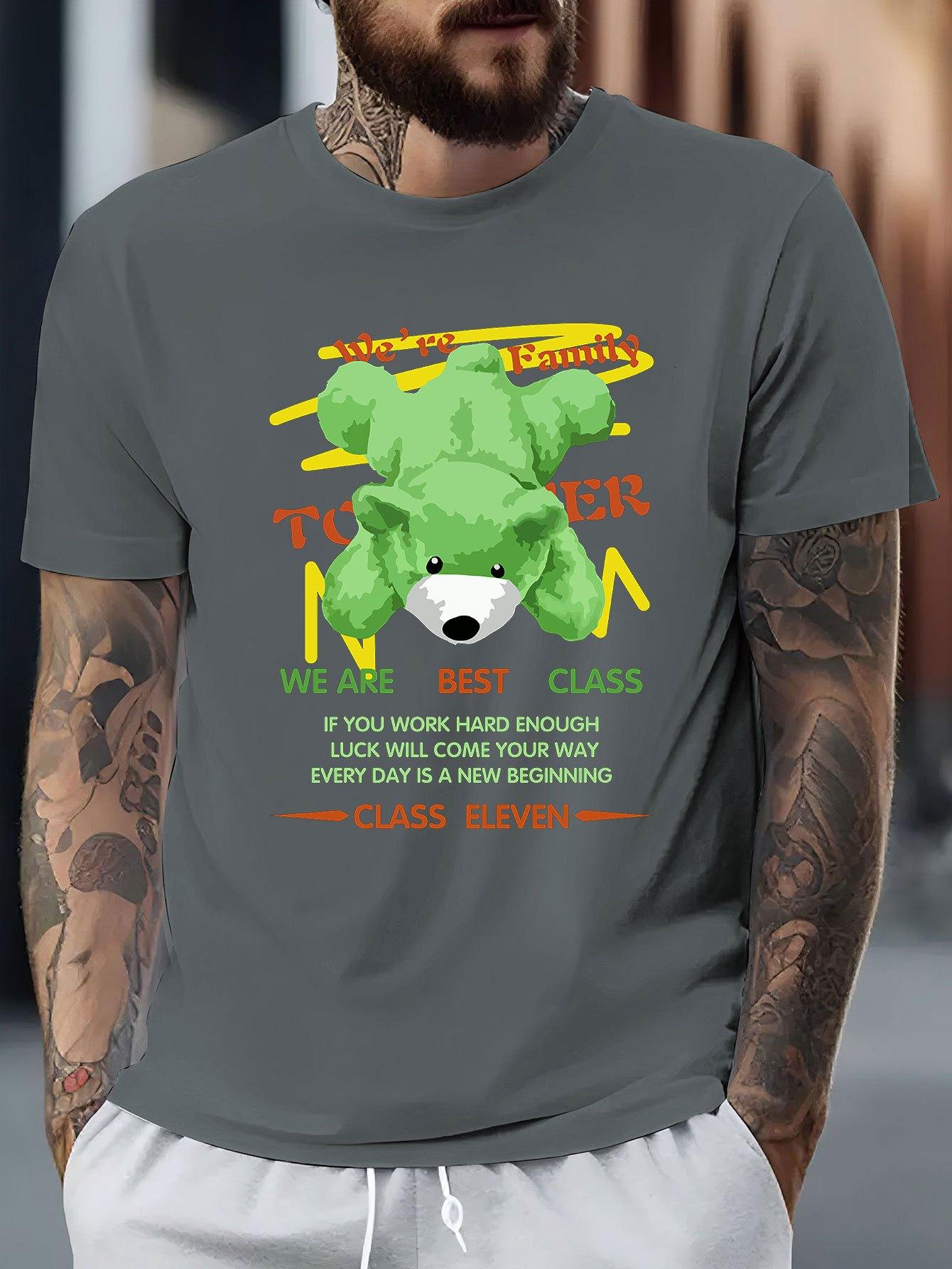 

Bear Graphic Printed Short-sleeved Luxury Cotton T-shirt Summer Unisex Men s and Women s Casual Loose Fashion Trendy Clothing 4XL