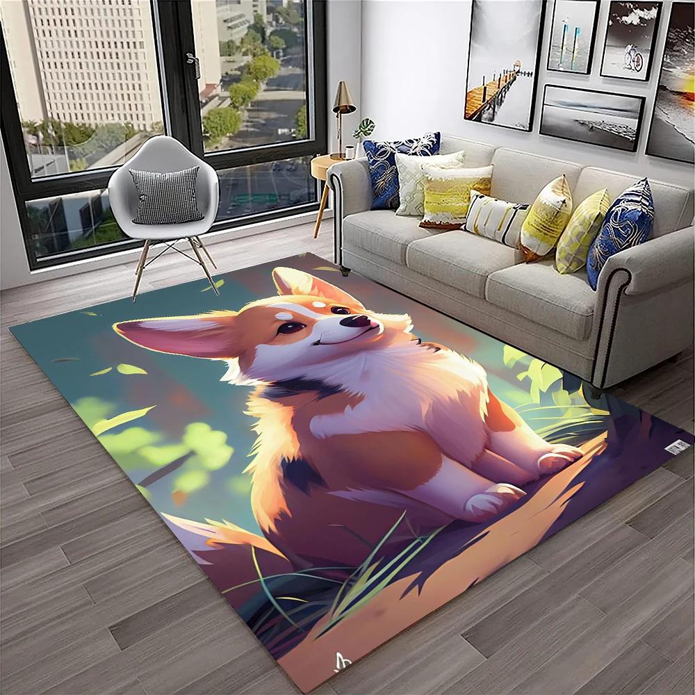 Cute Dog Samoye,Chihuahua,Koki Pomeranian Husky Cartoon Carpet Rug for Home Living Room Bedroom Sofa Doormat Decor,kid Non-slip