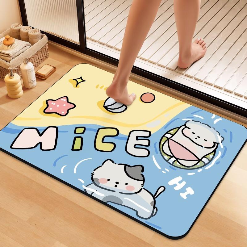 Bathroom Diatom Mud Quick-drying Soft Floor Mat, Water-absorbing Non-slip Foot Mat At the Door of the Bathroom,toilet Toilet Rug