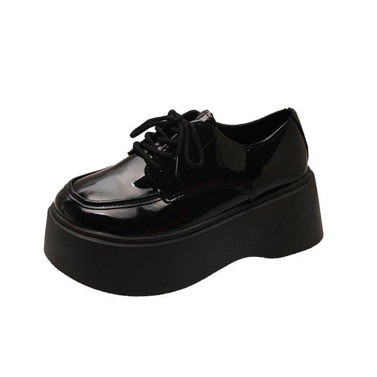 

High-heel Women s Shoes - Spring/Autumn New Style - Round Toe - Lace-up Shoes 35 чёрный