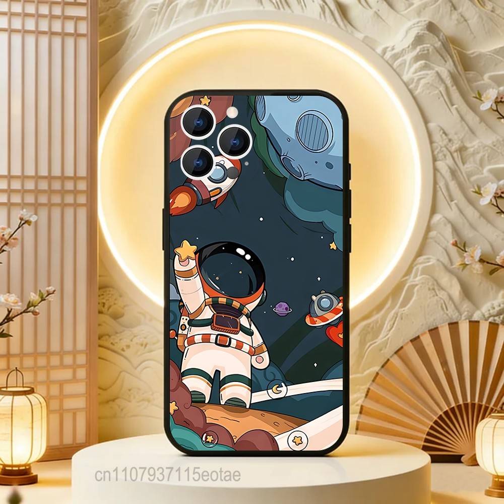 CARTOON Astronaut Cute Kid For iPhone 12,16,13,14,15,17,11,Pro,Max,Plus,E,Air,Mini TPU Soft to Skin-friendly phone case